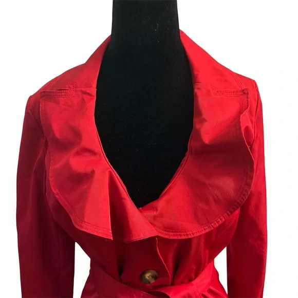 Sandro Studio Red Button Up Ruffle Rain Jacket
Size small - Picture 2 of 7